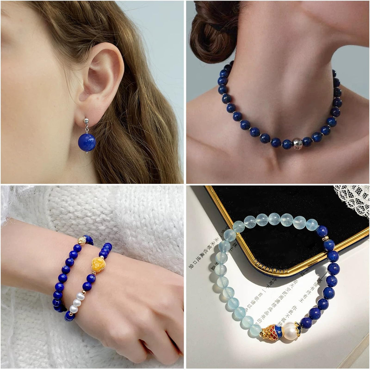 6mm Beads for Bracelets Lapis Lazuli Beads Crystal, Stone Beads Gemstone for Jewelry Making, Blue Beads for Art Crafts About 60pcs
