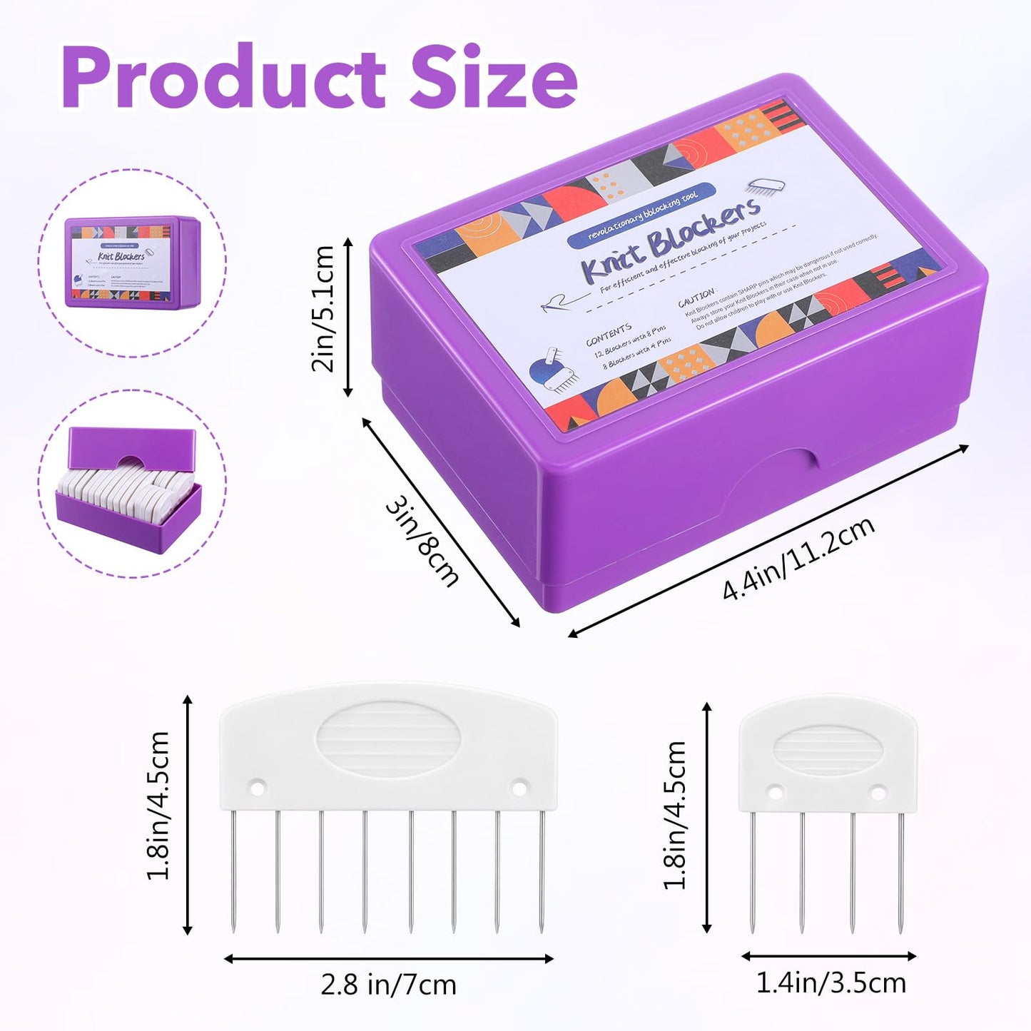 Kifmurase 20PCS Knit Blocking Pins Kit, Knit Blockers Combs for Blocking Knitting Crochet Lace or Needlework Projects, White Knitting Block Pins Kit Tool for Blocking Mats