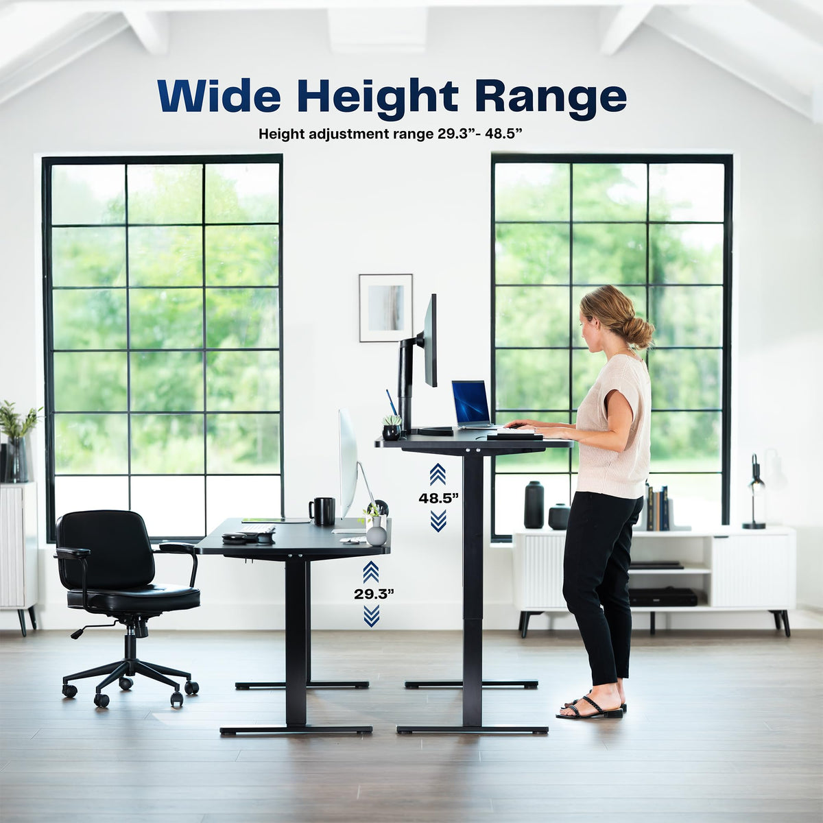 VIVO Electric 60 x 24 in Real Bamboo Standing Desk, Memory Height Adjustment, 1B Series, Holds 220 lbs, One-Piece Top, Black Frame, DESK-KIT-1B6O