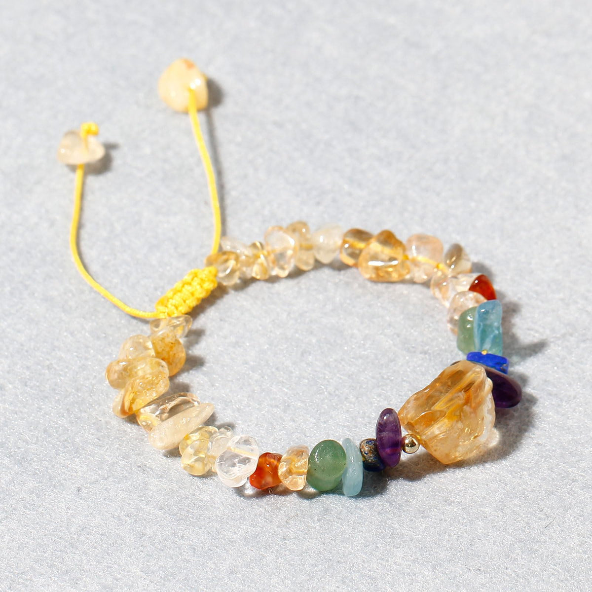 Wizock Reiki 7 Chakra Citrine Chips Beaded Bracelets Spiritual Crystals Yoga Meditation Bracelets for Women Positive Energy Wealth Good Luck Jewelry Gifts