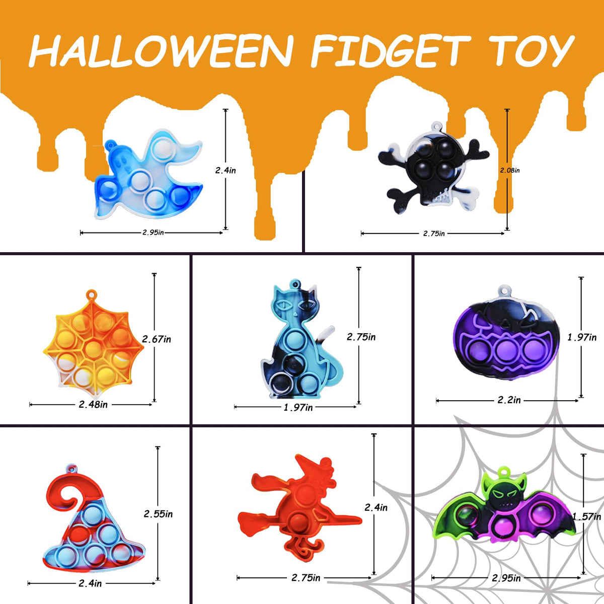 ZEAYOU 80Pcs Halloween Party Favors for Kids, Halloween Fidgets Toys with Mini Pop Keychain, Halloween Fidget Sensory Pop Toys, Classroom Prizes Box, Treasure Chest Treat Bags Gifts, Stress Relief