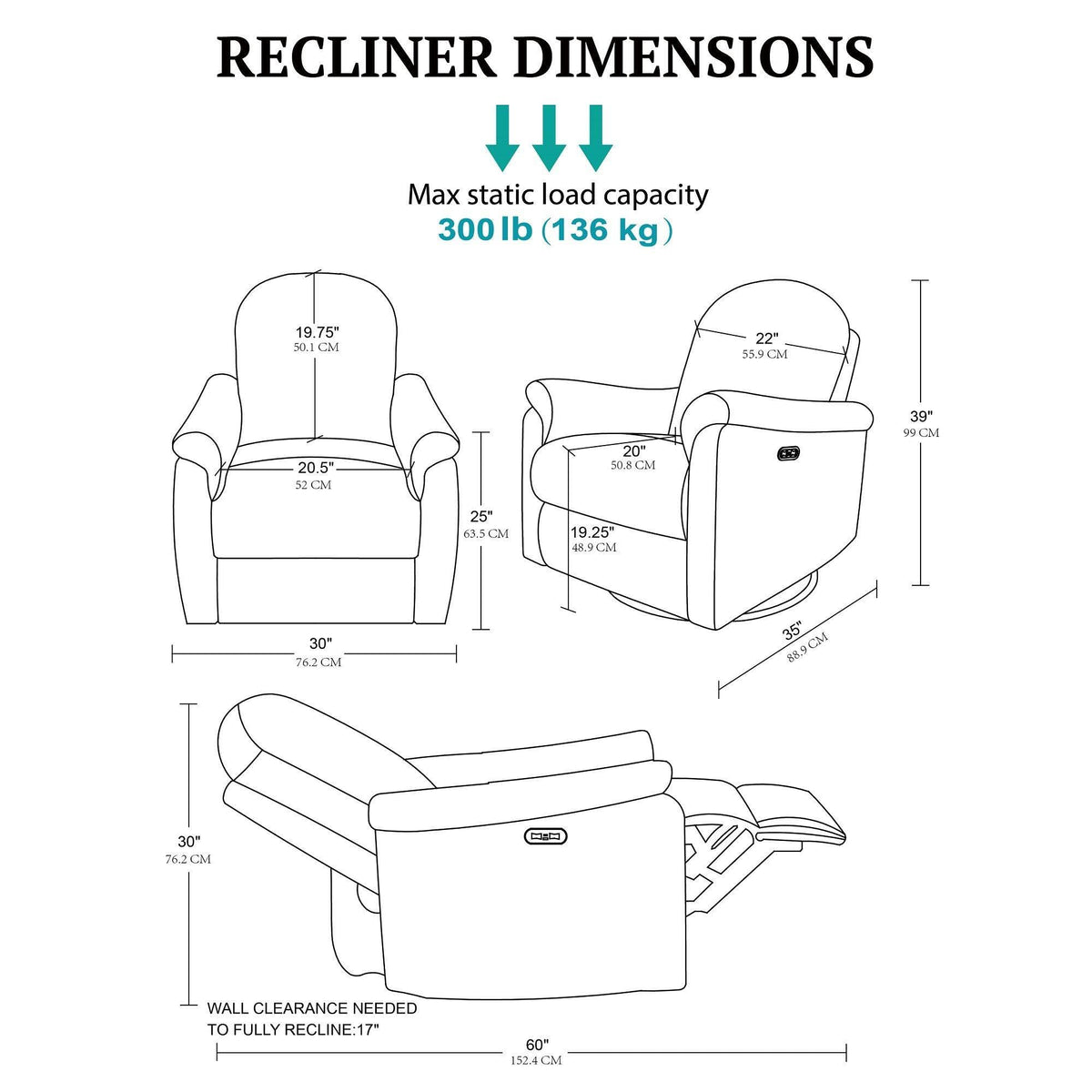 Madison Park Recliner & Rocking Chair: Glider Recliner Nursery Chair for Living Room & Bedroom, Swivel Rocker Recliner with a Rounded Back, Versatile 3-in-1 Accent Chair for Small Spaces, Light Grey
