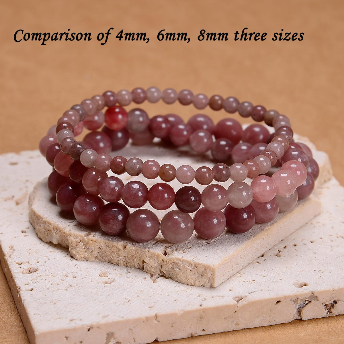 CHCCOYE 4mm Natural Healing Gemstone Bracelet Handmade Yoga Stretch Elastic Bracelet Stress Relief Crystal Jewelry for Men and Women (4mm,Angel Quartz)