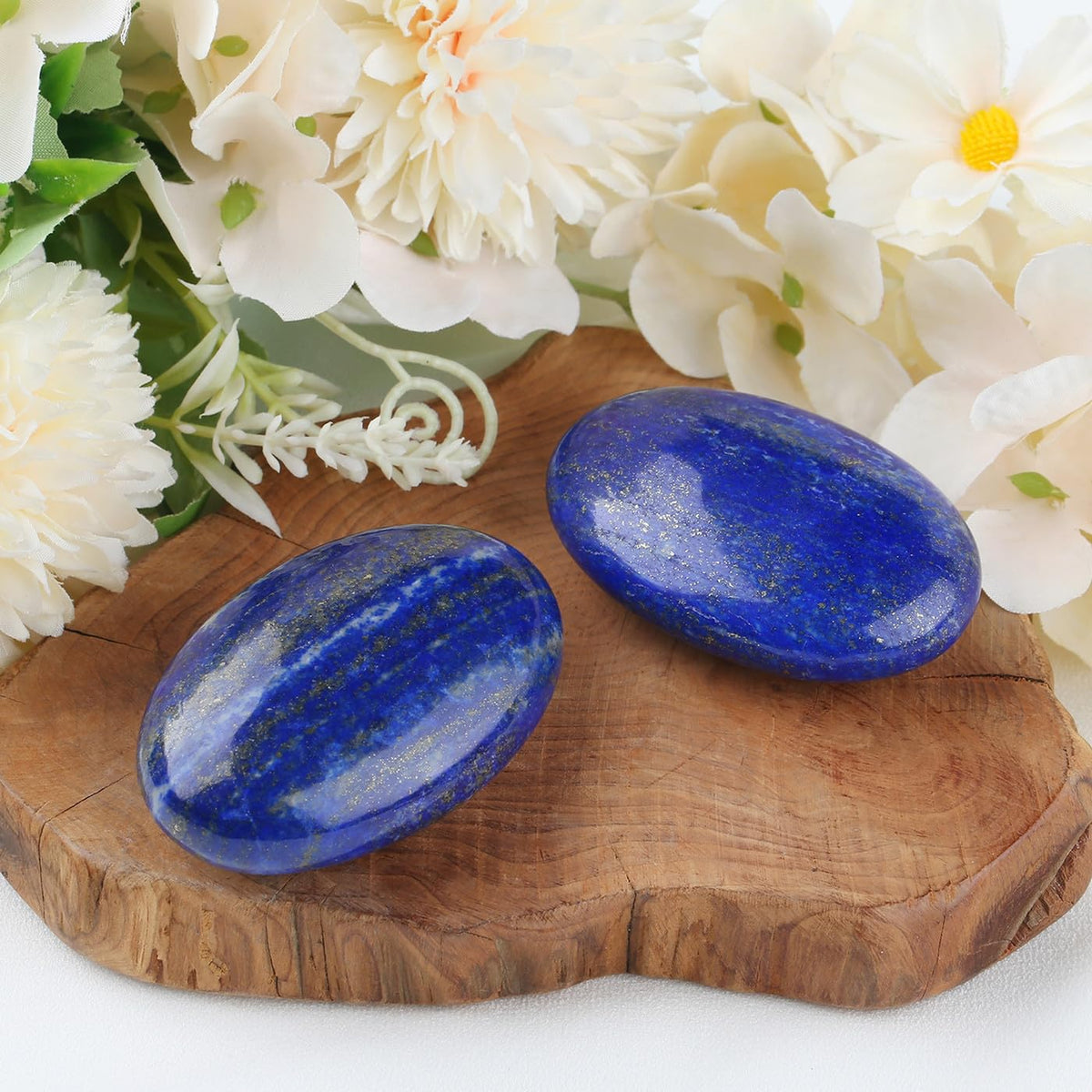 MAIBAOTA 2.4" Lapis Lazuli Crystal Stone Polished Palm Stone 0.7" Thick Natural Reiki Gemstone Worry Stone Healing Crystals Energy Balancing Anxiety Stress Relief Meditation 1 Pc