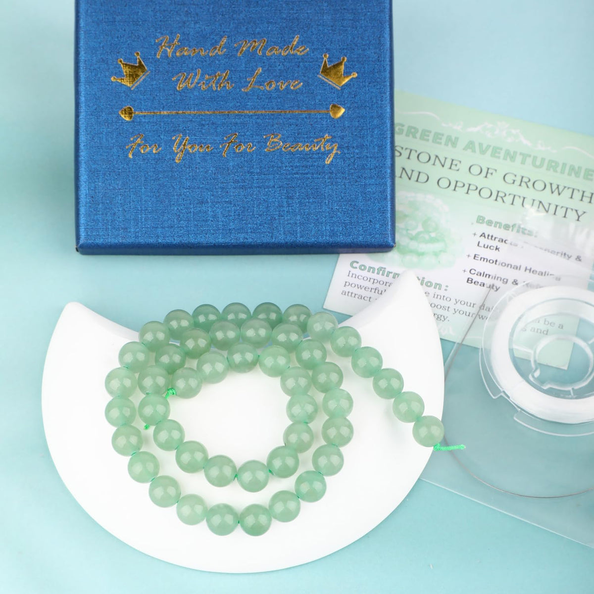 CMBYN Natural Stone Beads Round Genuine Real Stone Beading Strand Loose Gemstones DIY Smooth Bead for Bracelet Necklace Earrings Jewelry Making (Green Aventurine, 8mm 45 Pieces)