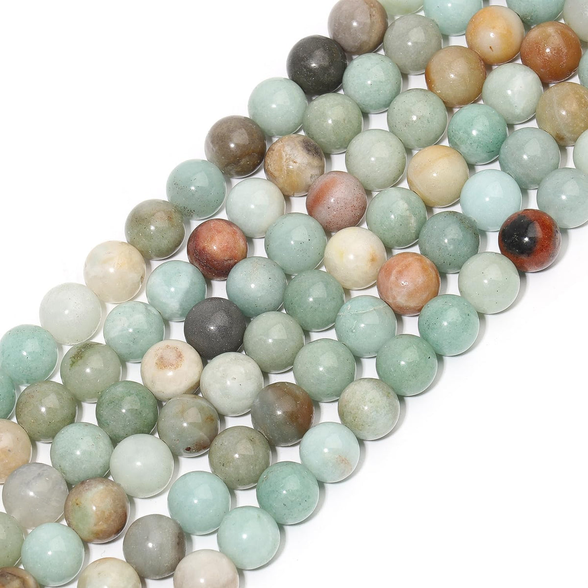 Yochus 60pcs Polish Amazonite Beads，6mm Healing Power Natural Stone Round Loose Gemstone Beads for Jewelry Making Earring Necklace DIY Crafts