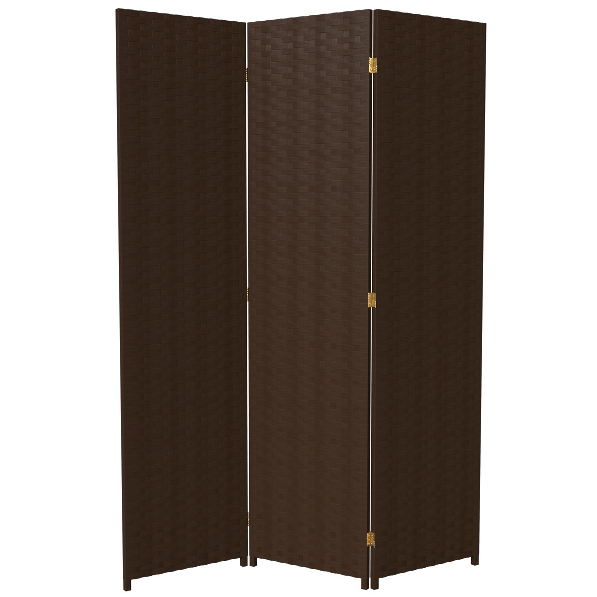 Red Lantern 6 ft. Tall Woven Fiber Room Divider, 3 Panels, Dark Mocha