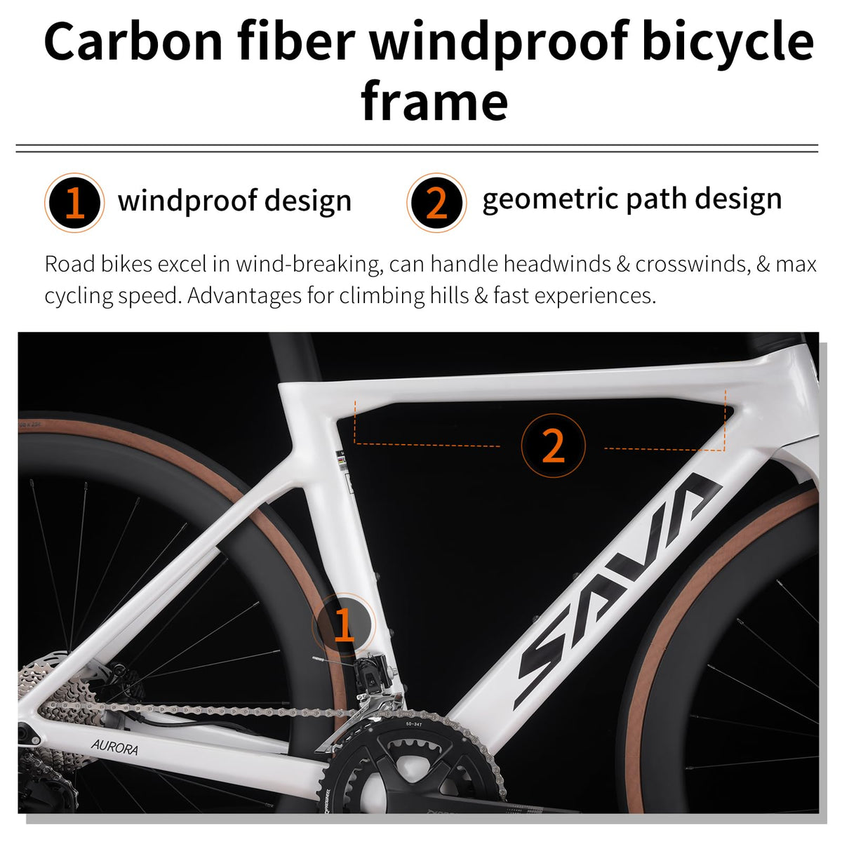 SAVADECK Carbon Fiber Road Bike, Hydraulic Oil Disc Bike with Carbon Fiber Frame and Wheelset, Lightweight Full Carbon Racing Bicycle with Shimano R7120 24S Shift Set for Adults(Black,51cm)