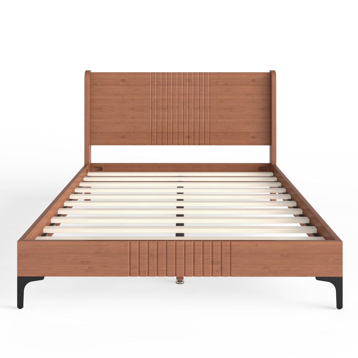 KEIKI Full Size Platform Bed with Bamboo-Made Structure, Mid-Century Style Bed Frame with Chic Headboard, Sustainable Bedframe Full for Bedroom, Easy Assembly, No Box Spring Needed, Natural