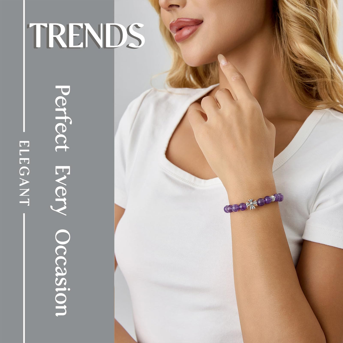 BaronCara Amethyst, Lavender Quartz Healing Crystal Bracelet - Chakra Blessing & Protection Jewelry for Women