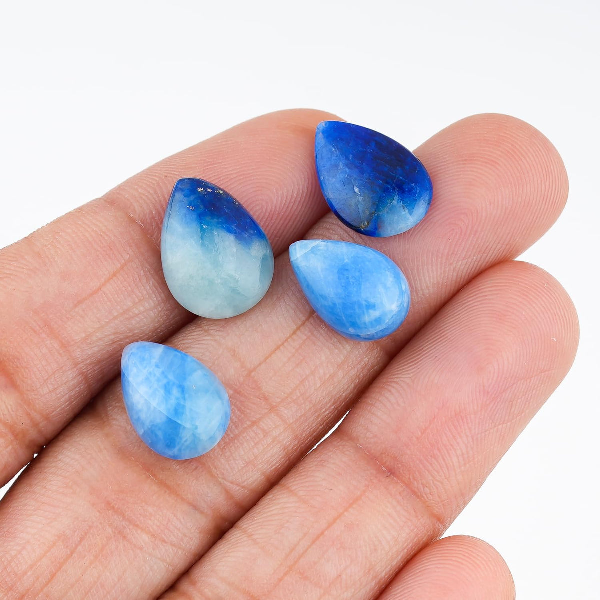 ColouredRocks (4 pcs. A++ COPPER AFGHANITE, Pear Shape, Natural Cabochon Crystals, Loose Gemstone, Wholesale Polished Supply, Jewelry Making, DIY Craft, Gem Collection (10-14 mm free size)