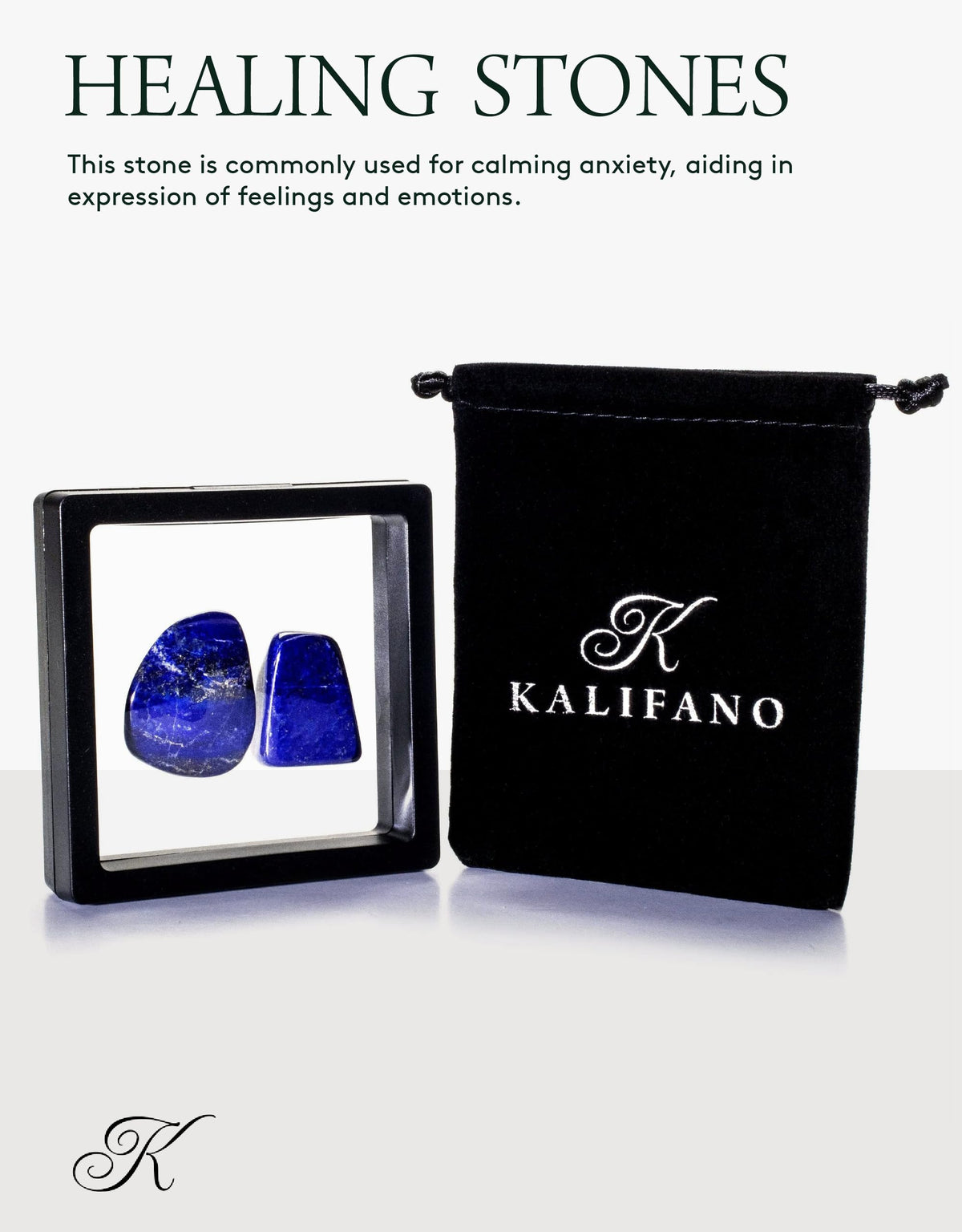 KALIFANO Tumbled Lapis Lazuli Bundle - AAA+ Jewelry Grade Reiki Crystal Used for Calming Anxiety - Piedras Caidas for Wicca/Healing - Information Card Included (Family Owned)