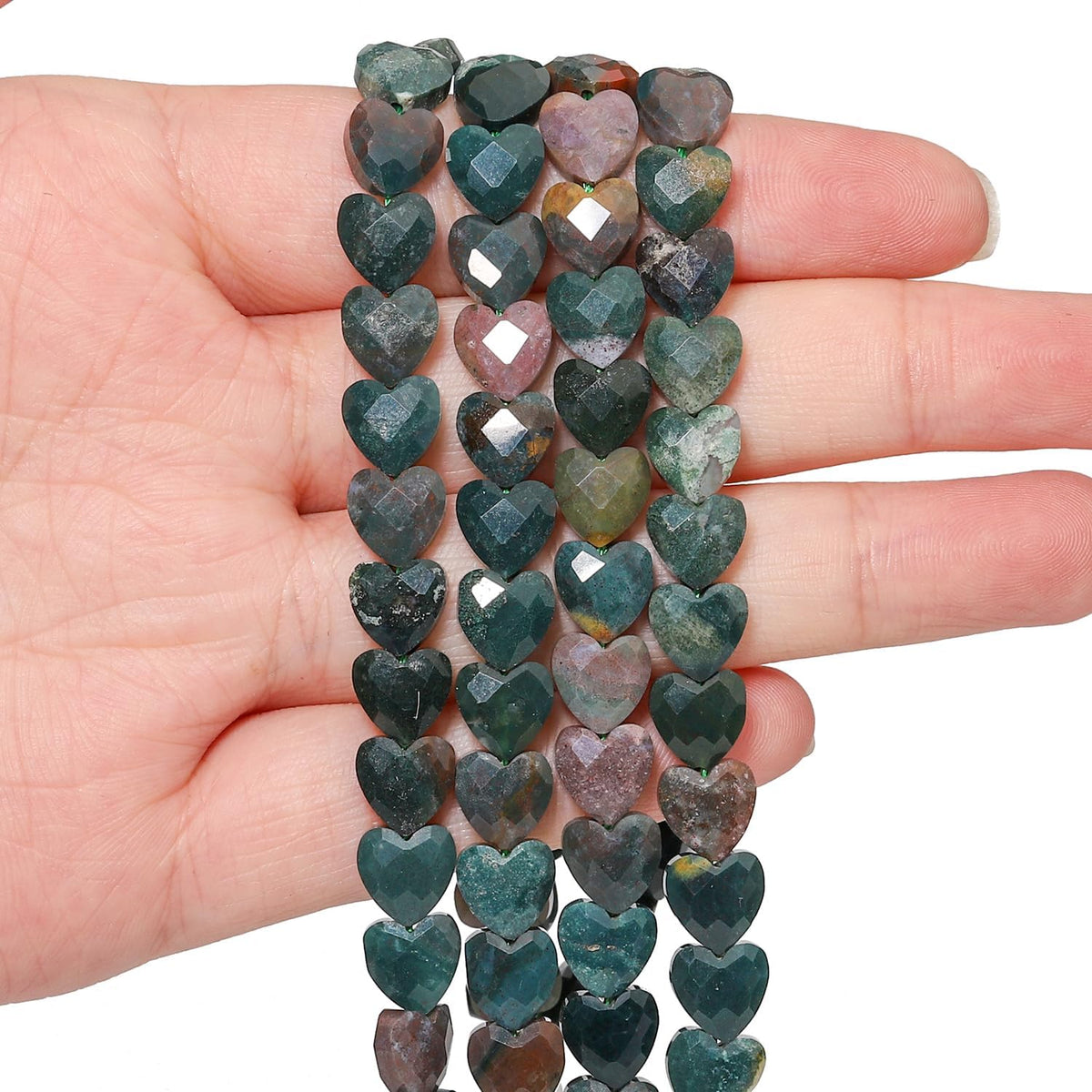 Nitopupu 22pcs Faceted Heart Stone Beads Natural Indian Agate Bead 8mm Crystals and Healing Stones for Jewelry Making Supplies, Friendship Bracelet Kit, Love Gifts