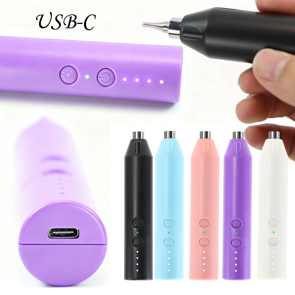 Electric Diamond Painting Pen with Light, Cordless Diamond Art Vacuum Pen no Wax Needed, Rechargeable Diamond Art Pen, Steel Screw Multi-placer, 3-Speed, Diamond Art Accessories with Cutter (Pink)