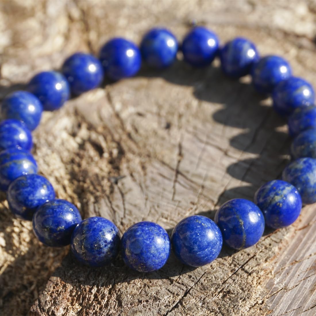 10mm Lapis Lazuli Bracelet | Natural Royal Blue Throat & Third Eye Chakra Crystal Gemstone Beads - Handmade Meditation Protection Jewelry | Beading Tool Kit - Fits for 7-8" Large Wrist