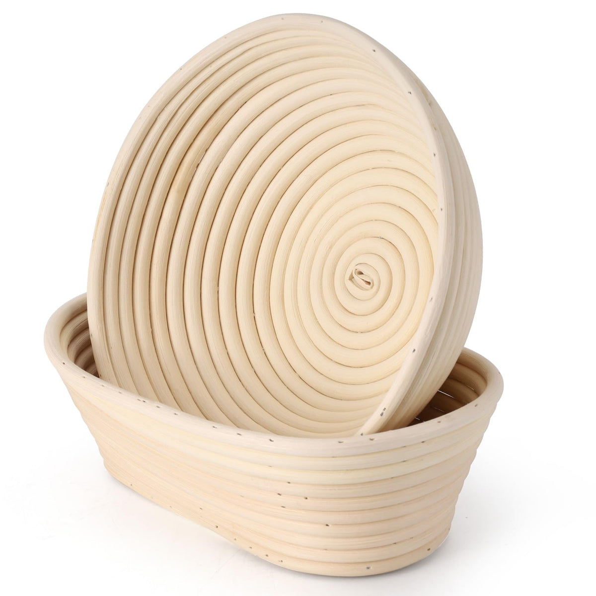 Jeensley Banneton Bread Proofing Basket with Brochure Set of 2, Sourdough Baking Supplies for Rising, Round & Oval Proving Baskets with Liners, Handmade from Quality Natural Indonesian Rattan