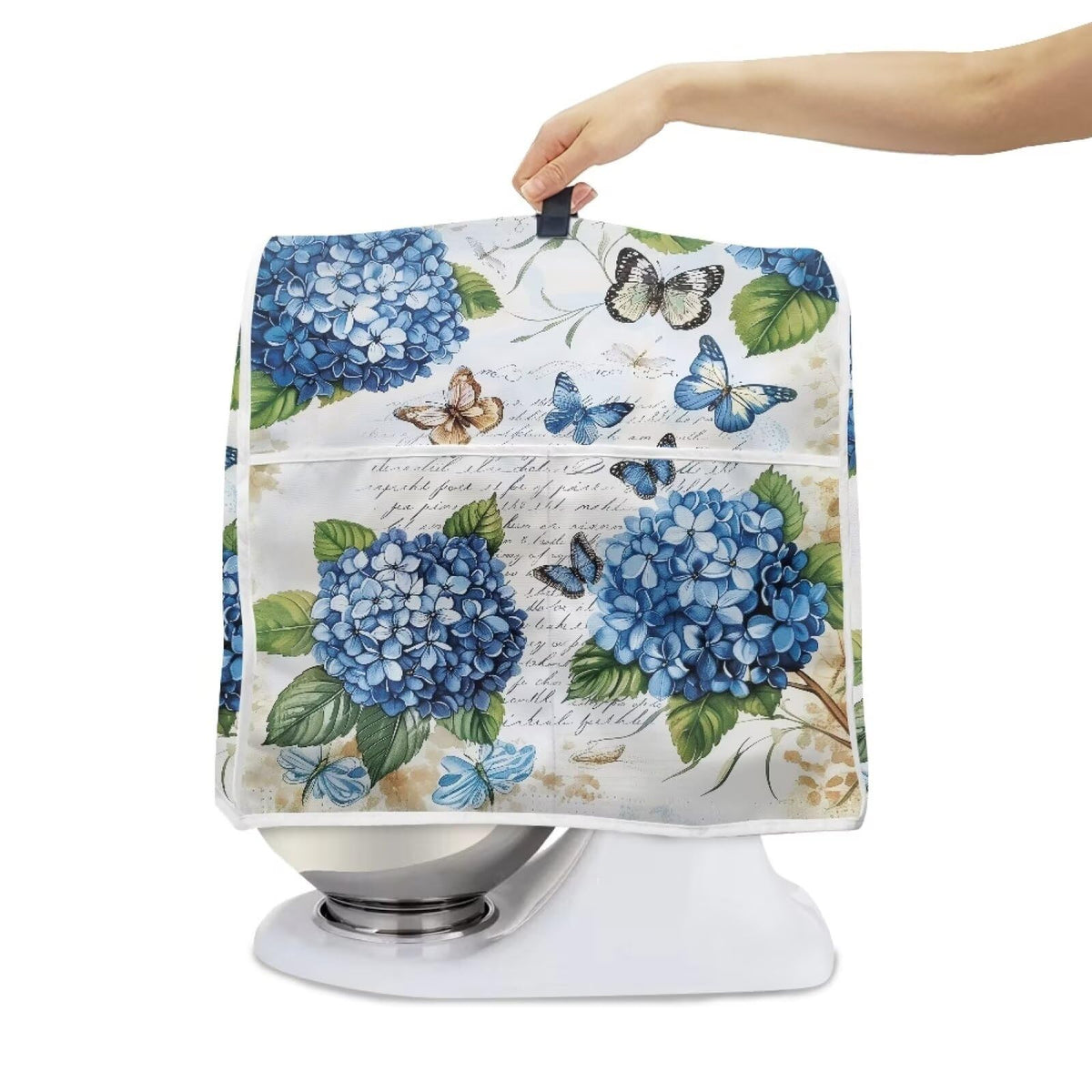 HUISEFOR Butterfly Stand Mixer Cover 4.5-5 Quart Hydrangea Floral Kitchen Appliance Dust Cover Universal for Air Fryers, Coffee Makers Pressure Cooker Mixer Parts & Accessories