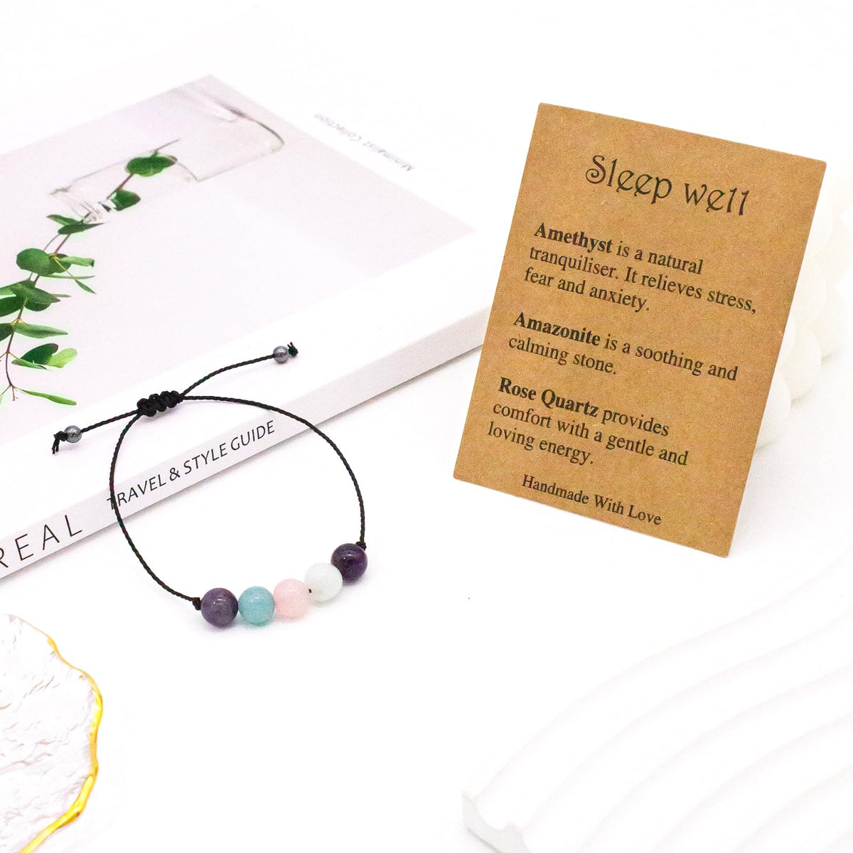 yfstyle Healing Spiritual Crystal Bracelets Anxiety Relief Bracelets Empath Protection Bracelet for Women Men Jewelry Gifts-Sleep Well