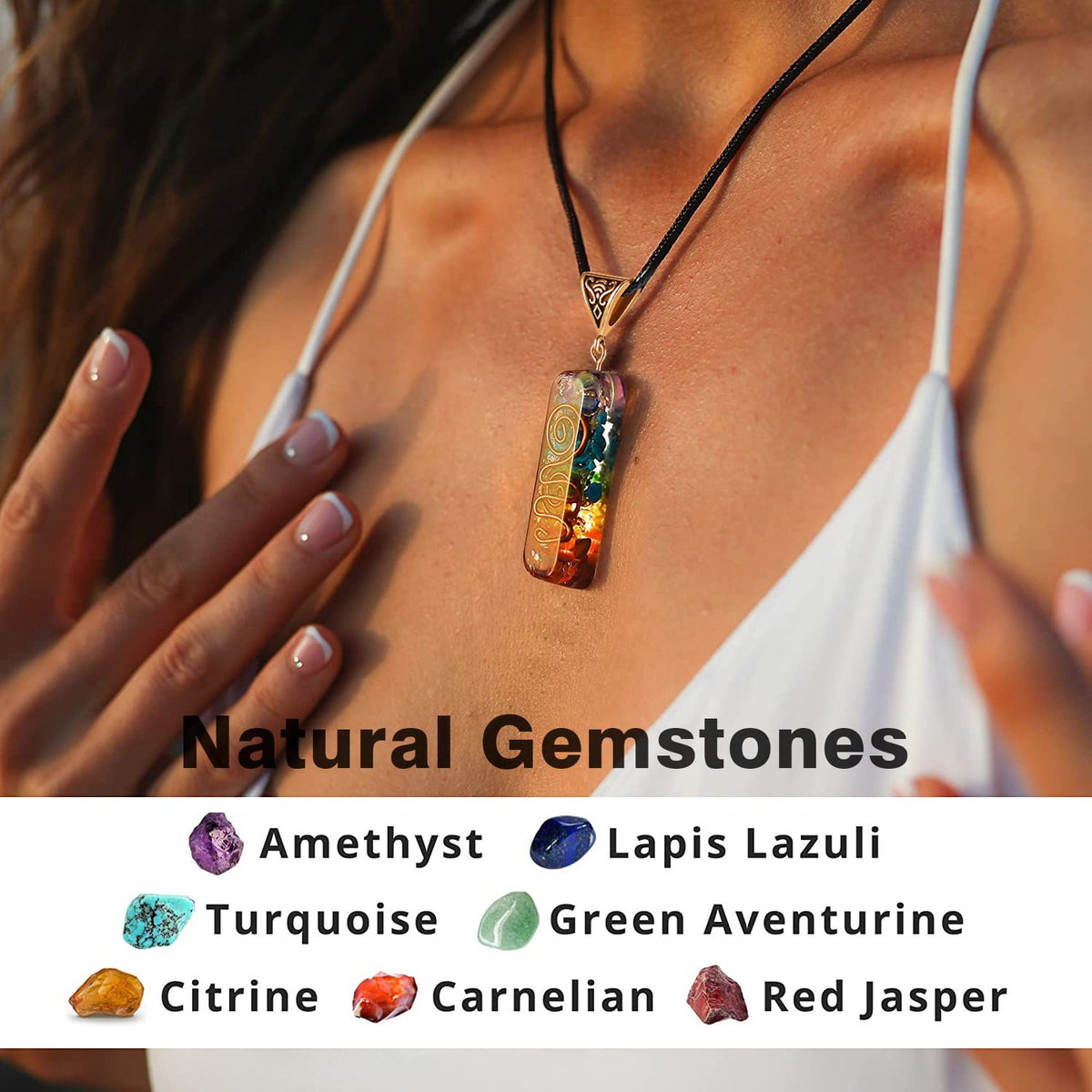 (Set) Chakra Bracelet & 7 Chakra Healing Crystals, Balance Chakra Self Inner Healing, Strengthen Immune System, Yoga Meditation Relax Anxiety Bangle for Women/Men, Adjustable
