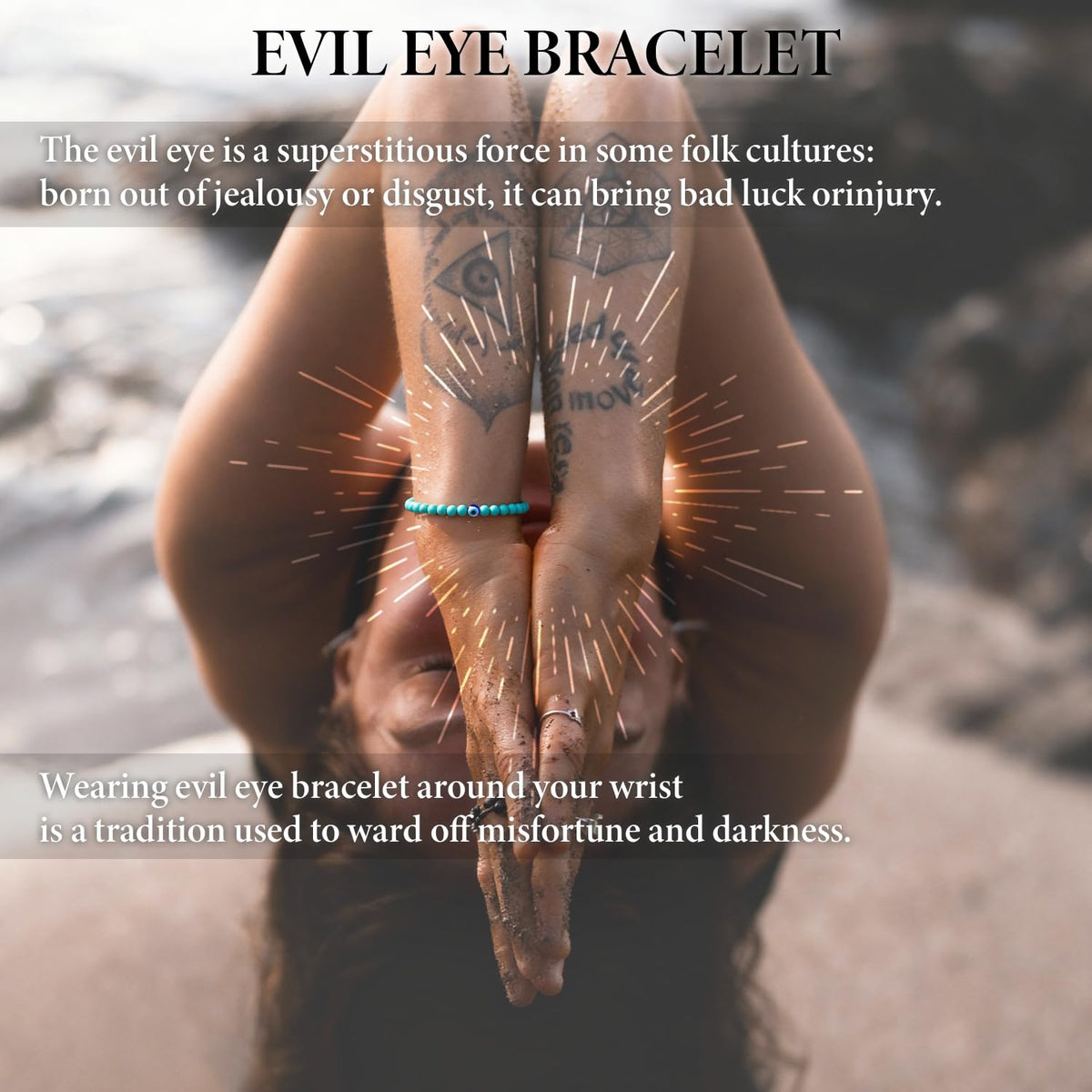 Lameybrt Evil Eye Bracelet 6mm Natural Stretch Adjustable Beaded Bracelets for Men (A06 Cartographic stone, M (6.6"-7.5"))