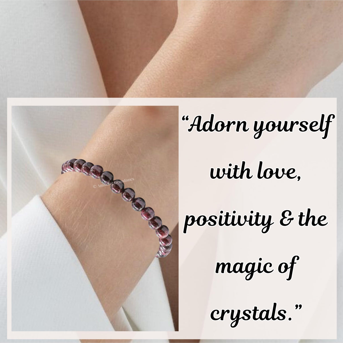 Amazing Gemstone Garnet Bracelet, Gifts For Men & Women - Protection Healing Crystal Bracelet - 6mm Gemstone Beaded Adjustable Bracelet, Pulseras Para Hombres Mujer Stocking Stuffers