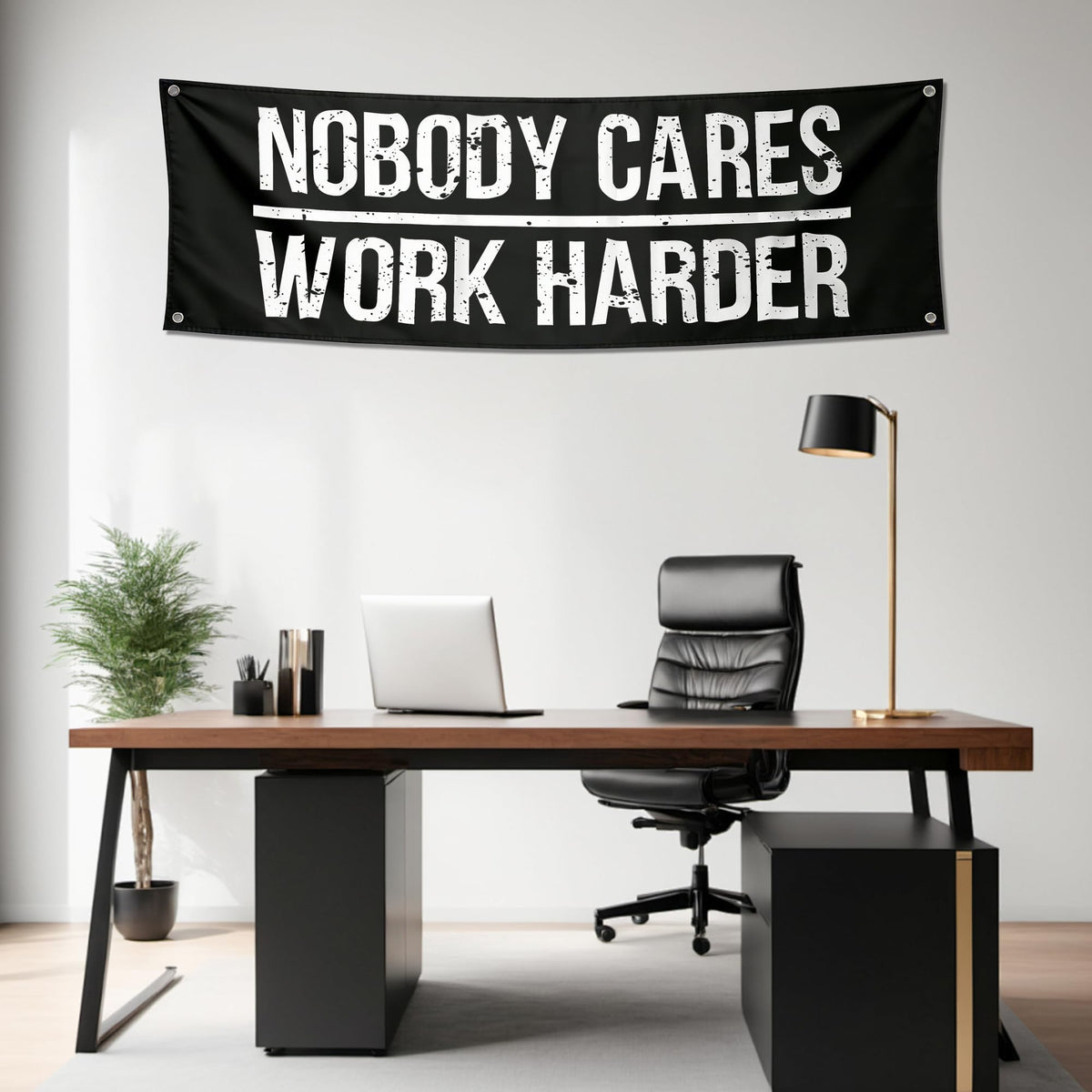 Motivational Banners Set - Gym and Office Wall Decor with 4 Grommets - Heavy-Duty 13oz Vinyl UV Print Indoor/Outdoor Posters - Losers Find An Excuse, Nobody Cares Work Harder (2 x 6 FT)