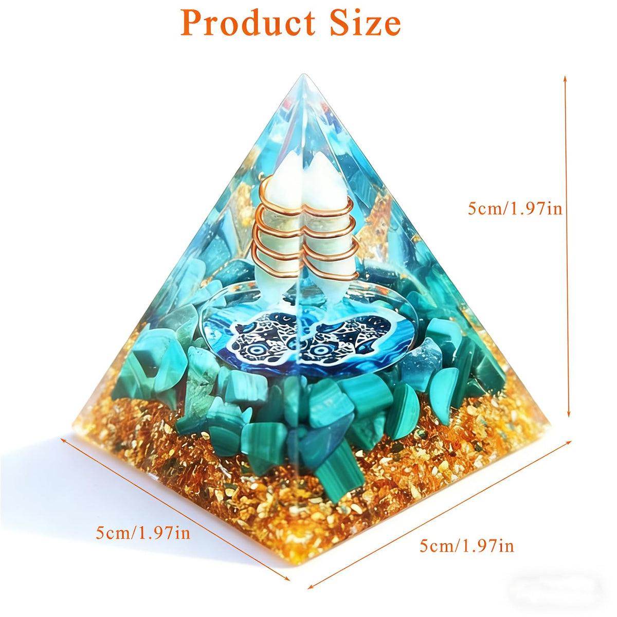 Crystal Column Orgonite Pyramid, Positive Energy Obsidian&Lapis Lazuli Orgone Crystal Healing Pyramid, for Reduce Stress, Balance Chakra,Meditation Attract Luck, Accumulate Wealth&Health (Green)