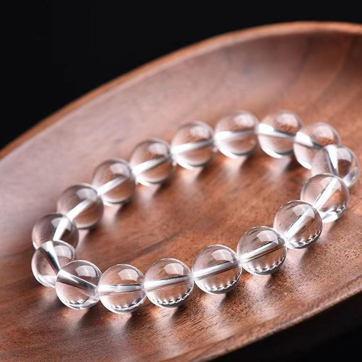 Cryhand Female 8mm Crystal Beaded Bracelets For Women Clear Quartz Bracelet for Men Handmade Lucky Money Stretchy Crystal Bracelets Best Gifts