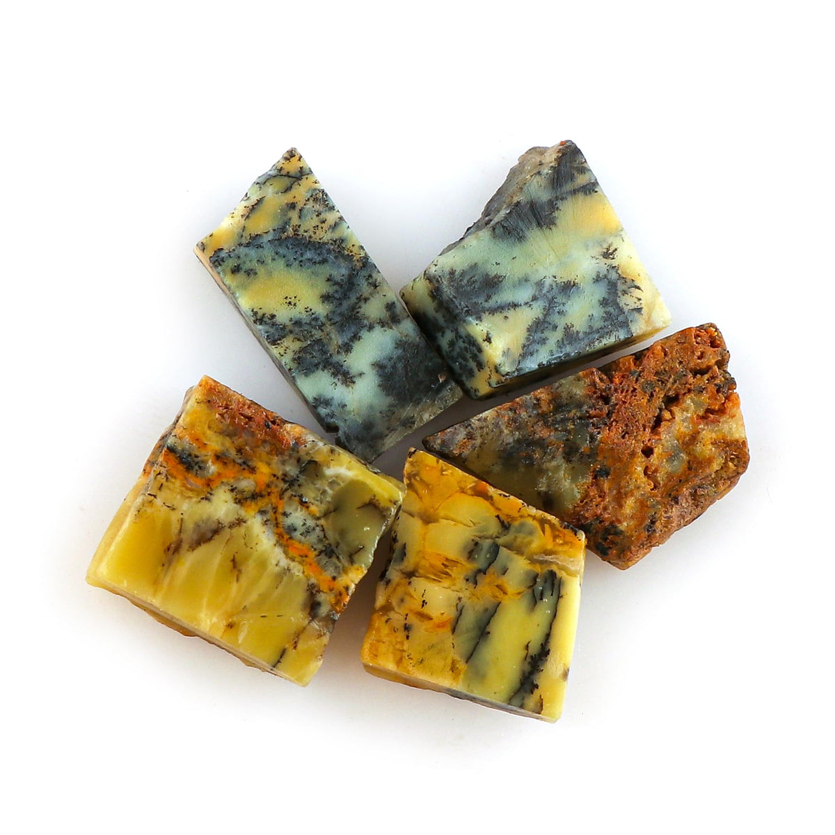 CRYSTALINES 5pcs Wholesale Natural Raw Dendrite Agate Gemstone, Untreated Rough Stone, Bulk Loose Supplies, DIY Crafts, Jewelry Making, Chakra Healing Crystals, Wire Wrap, Gem Collection, AAA Grade