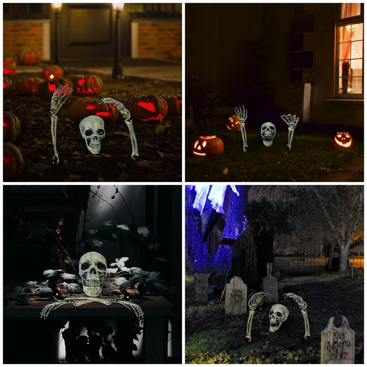 1 Pack Realistic Halloween Skeleton Stakes Decorations Outdoor for Yard Lawn Graveyard Garden, Scary Halloween Groundbreaker Skeletons with Skull and Arms – Haunted House Props Party Decor Supplies