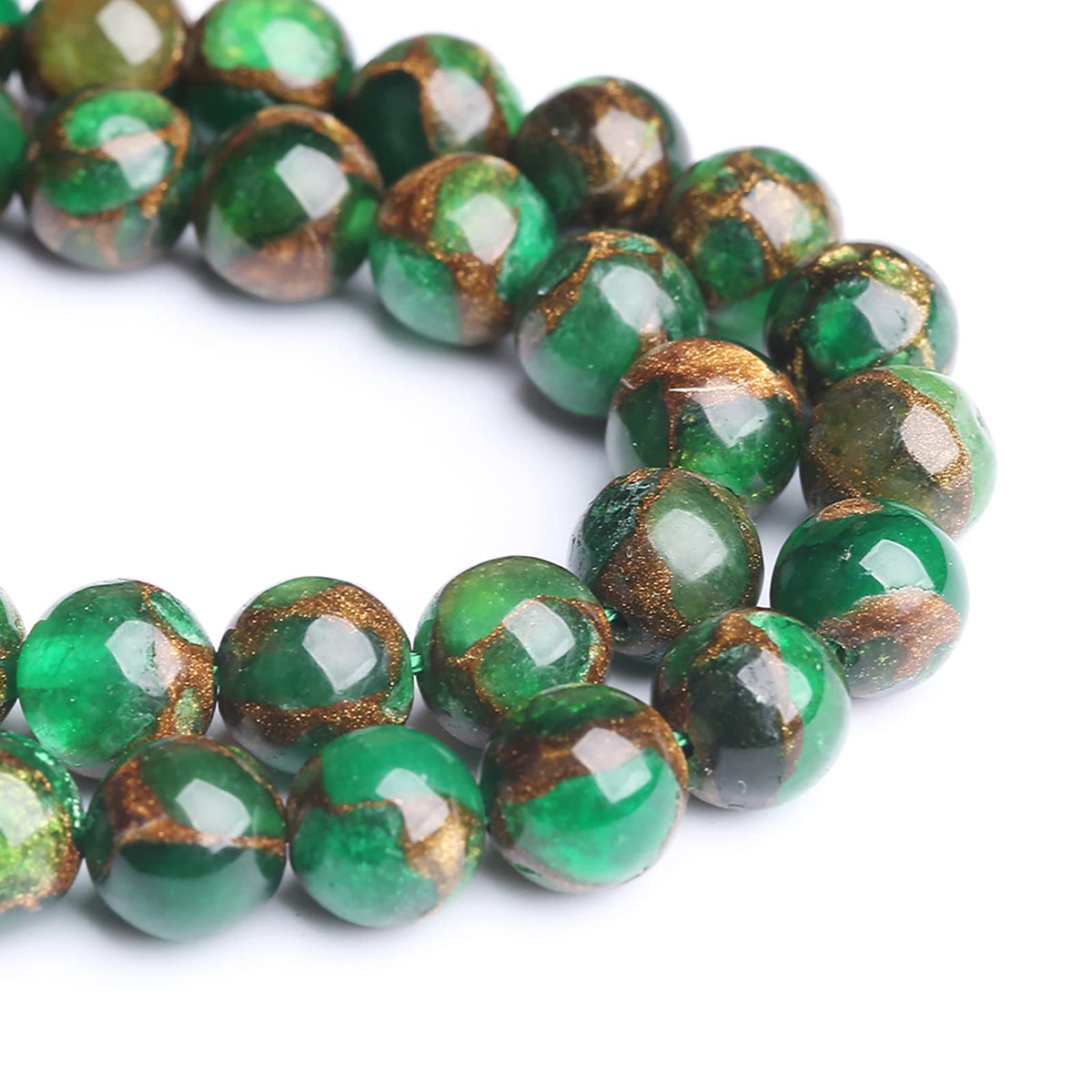 6MM 60PCS Green Cloisonne Craft Loose Round Beads for Jewelry Making DIY Bracelet