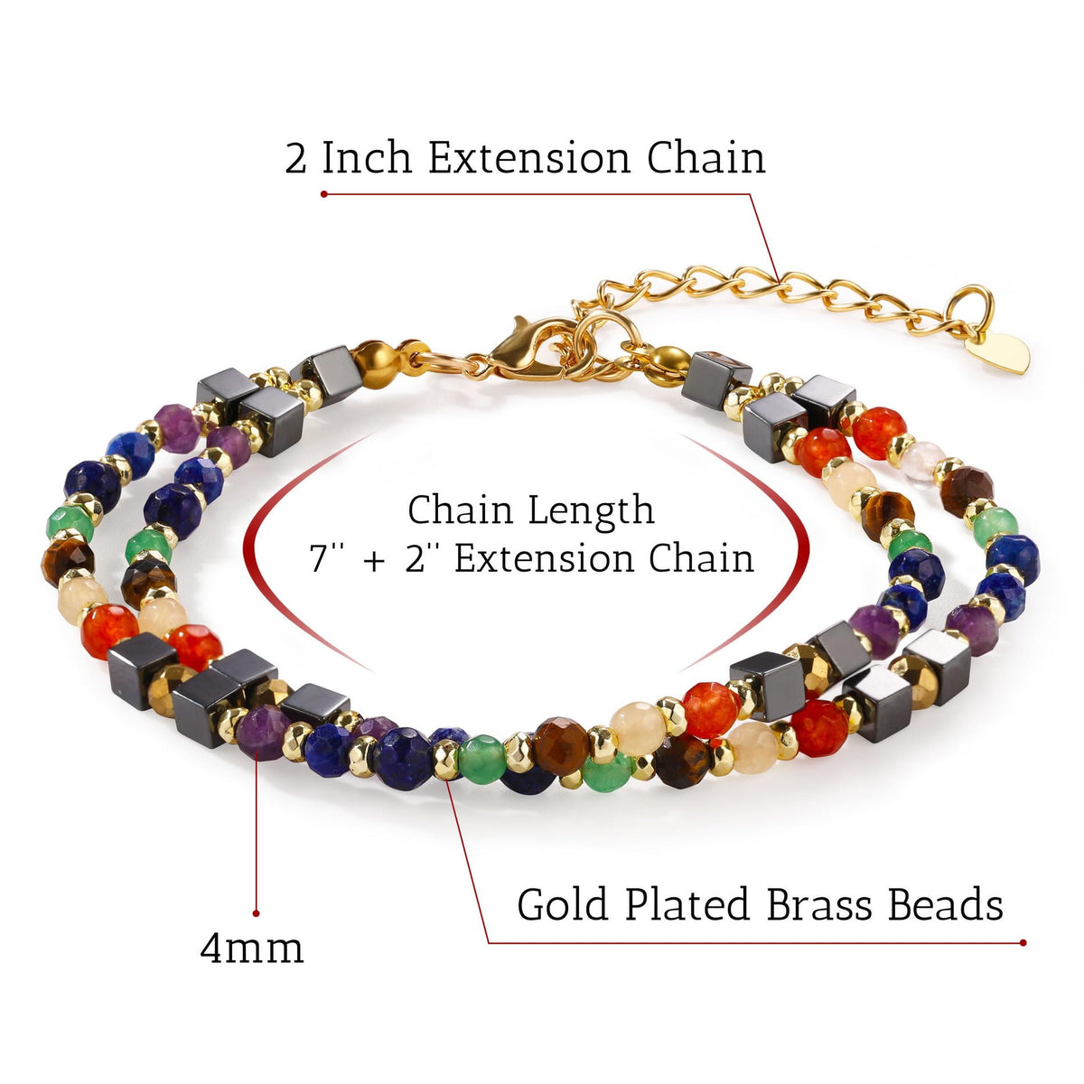 OTXIXTO Beaded Bracelets for Women 4mm Natural Gemstone Energy Chakra Healing Crystal Bracelet Dainty Handmade Jewelry Gifts - A1