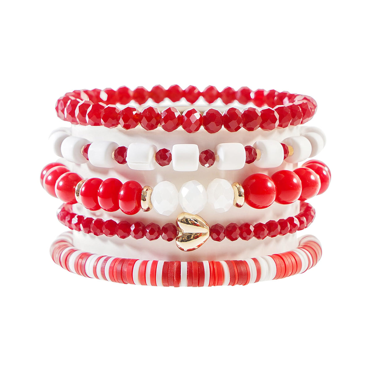 RISHEGAE Crystal Heishi Beaded Bracelet for Women Stackable Bracelet Layering Friendship Summer Stretch Bracelets for Women
