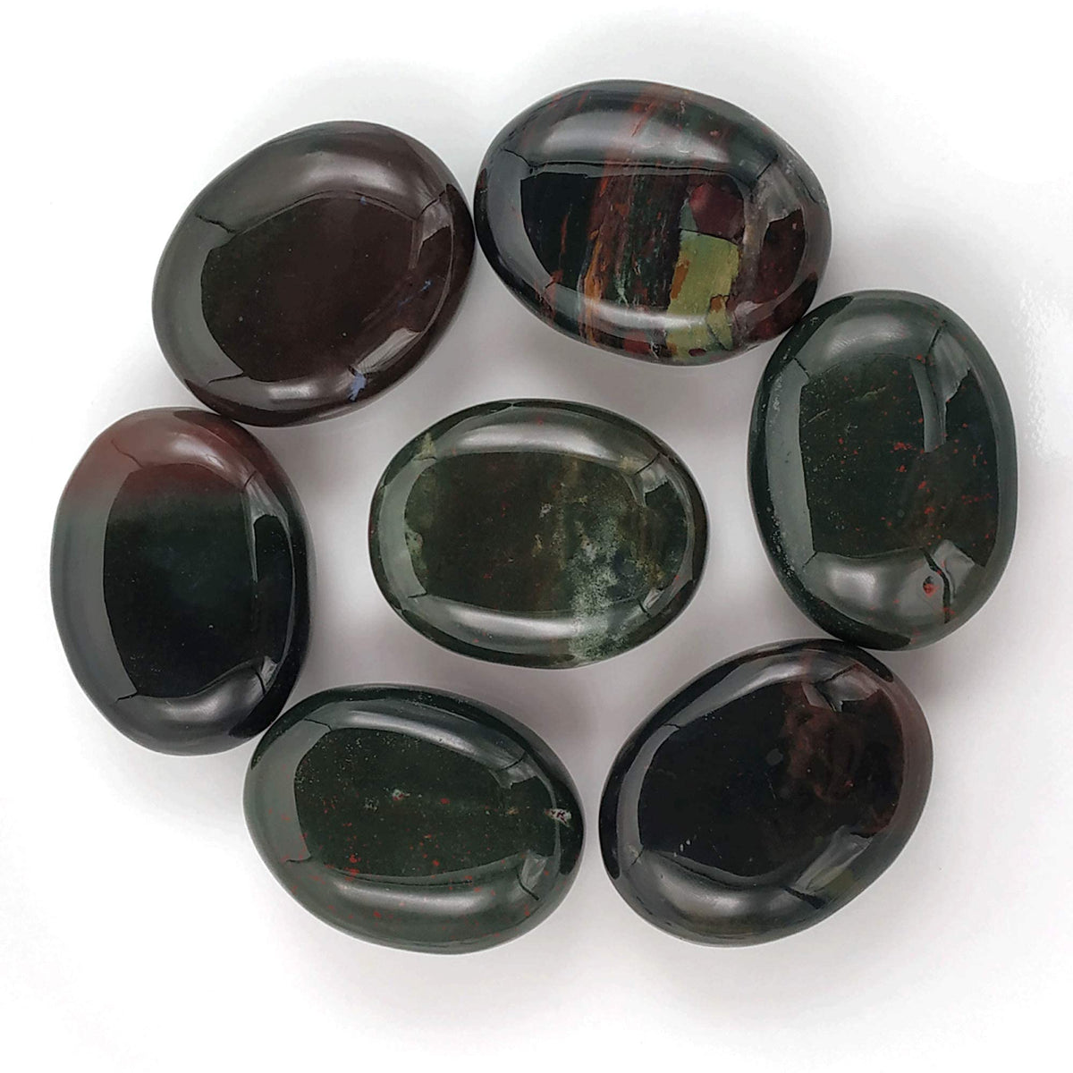Amazing Gemstone Bloodstone Crystals and Healing Stones - Large Palm Stone Crystals Piedra - Crystal for Good Luck, Balanced Positive Energy, Meditation - Unique Stocking Stuffers and Gifts for Women