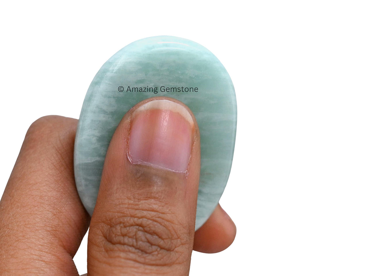 Amazing Gemstone Amazonite Worry Stone Crystals and Healing Stones for Stress Relief Gifts - Piedra Crystal Fidget for Meditation, Relaxation - Unique Stocking Stuffers and Birthday Gifts