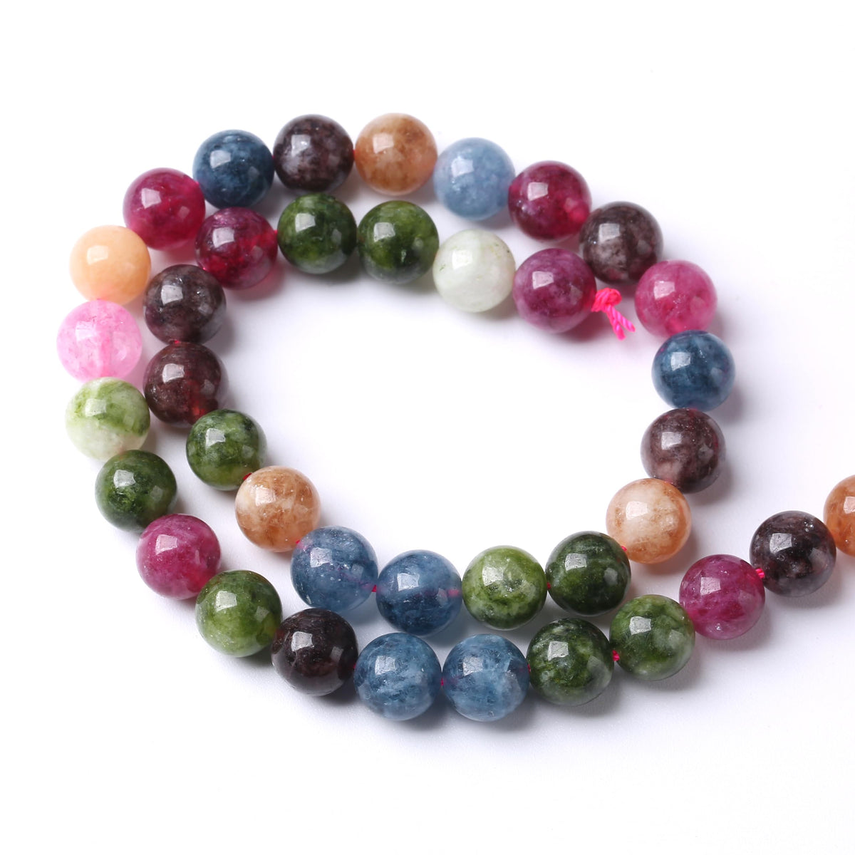 45pcs 8mm Natural Colorful Tourmaline Jade Stone Beads Round Loose Crystal Healing Energy Beads for Jewelry Making DIY Bracelet Necklace Earrings 15"(8mm, Colorful Tourmaline)