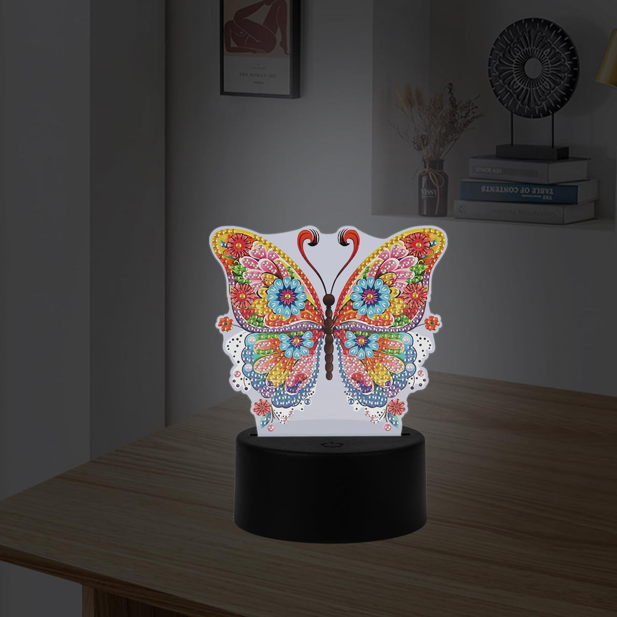 JISHSHAY Diamond Painting Night Light Diamond Art Table Lamps Gem Art LED Lights Gem Painting Desk Lamp Mosaic Kits for Adults DIY Kits for Adults Paint by Numbers Special Shaped Butterfly