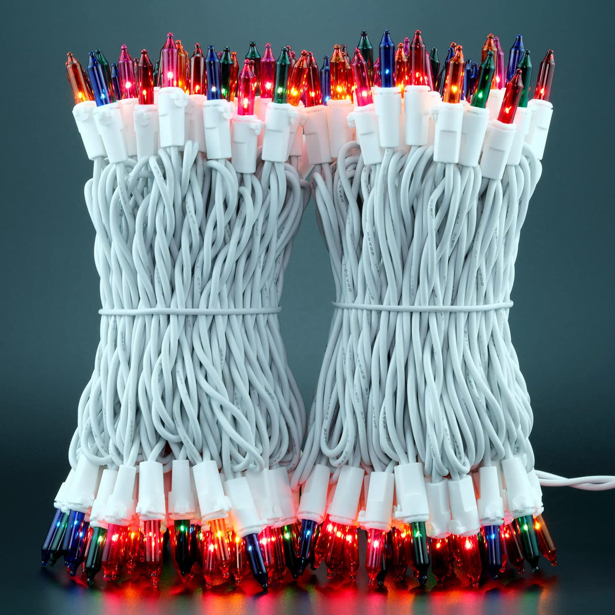 YULETIME 200 Multicolor Christmas String Light, 2-Set 33' 100 ct White Wire
