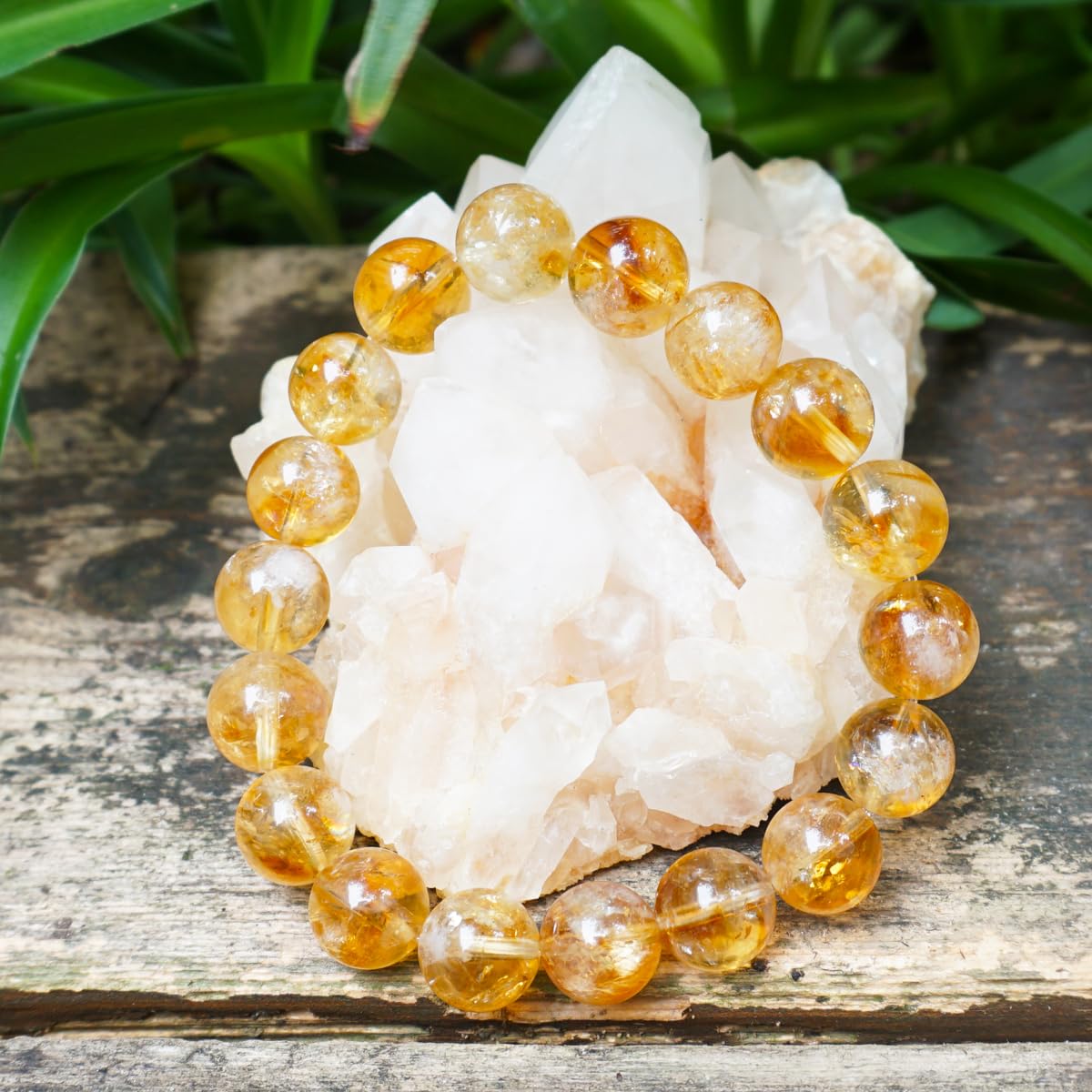 12MM Citrine Bracelet for Women Men, Natural Yellow Sacral & Solar Plexus Chakra Crystal and Gemstones | Stretch Jewelry Gift for Bringing Wealth Success Motivation | Fits for 7.5-8" Large Wrist