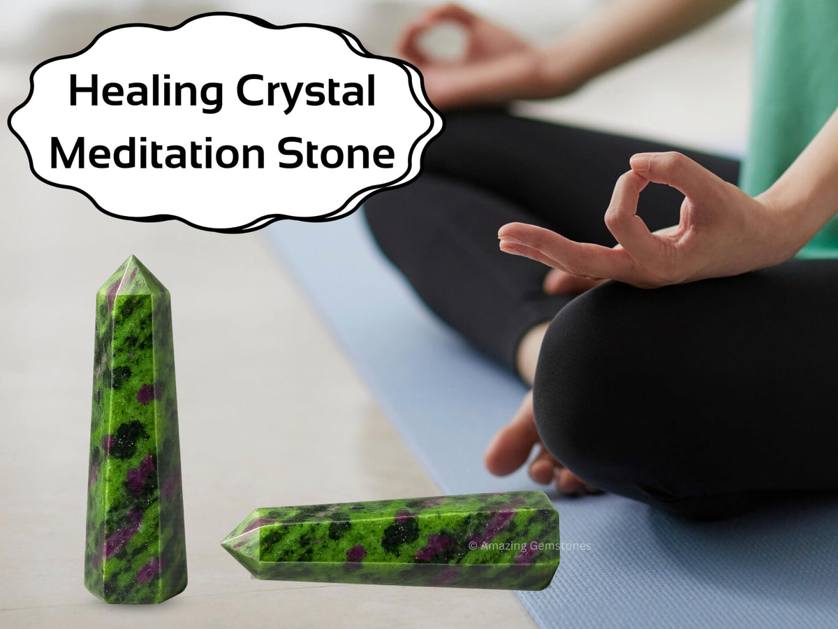 Amazing Gemstone Ruby Zoisite Crystal Towers - Natural Healing Crystal Point Obelisk for Reiki Healing and Crystal Grid (3" to 4" INCH)
