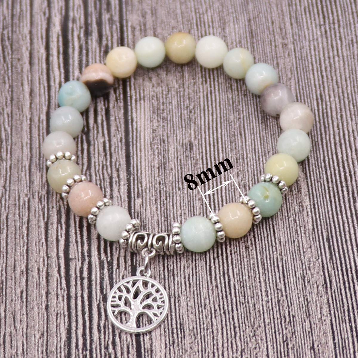 UEUC Tree of Life Yoga Leaf Jasper & Tibetan Agate Gemstone Bracelet, Multi-Layer Natural Stone Healing Chakra Beaded Bracelet, Energy Balance Friendship Bracelet Set