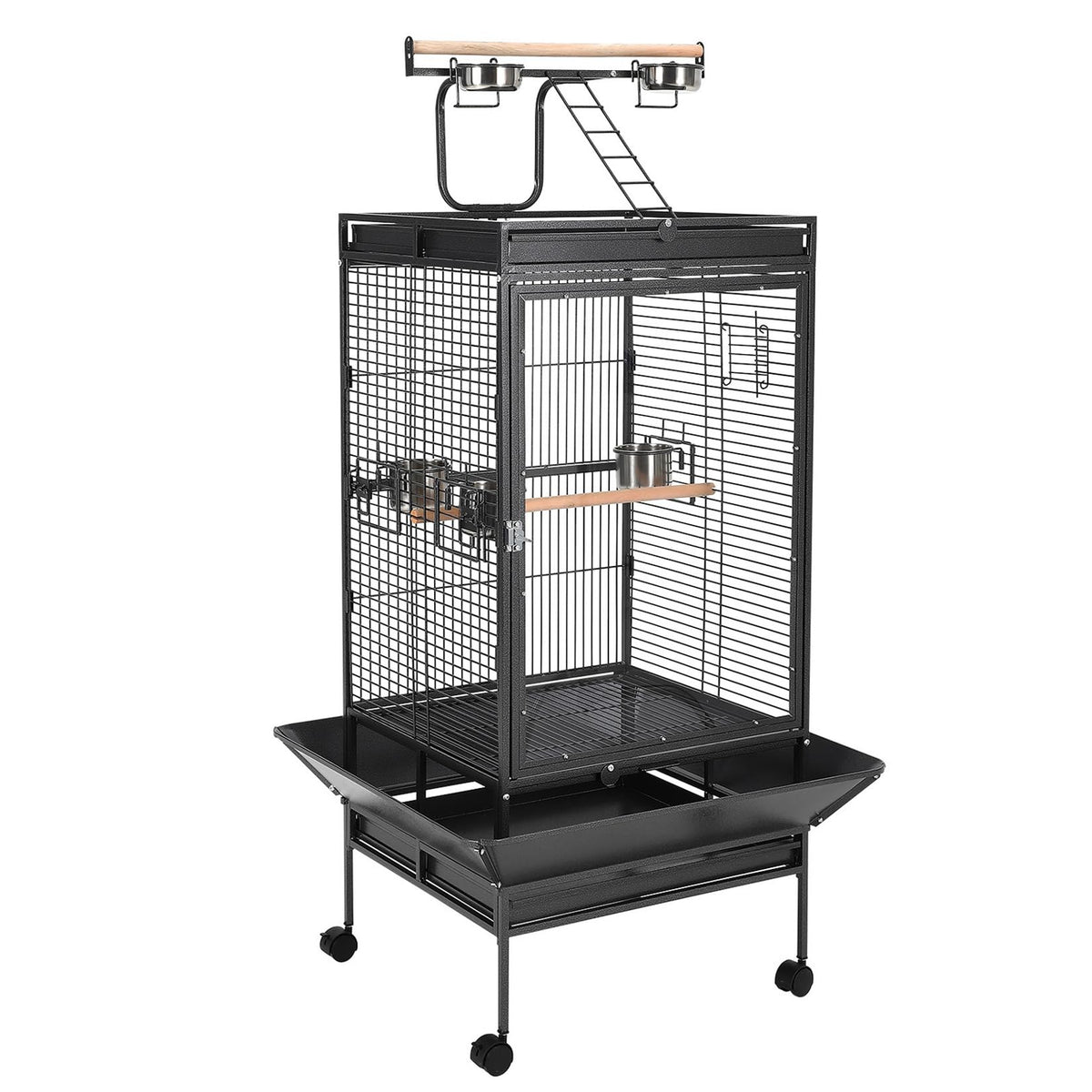 64.4" Tall Large Bird Cage, Metal Parrot Cage with Rolling Stand, Play Top & Bowls - Bird Aviary for Parrots, Parakeets, Conures, Cockatiels, Indoor Outdoor Aviary for Outside Porch Garden Yard