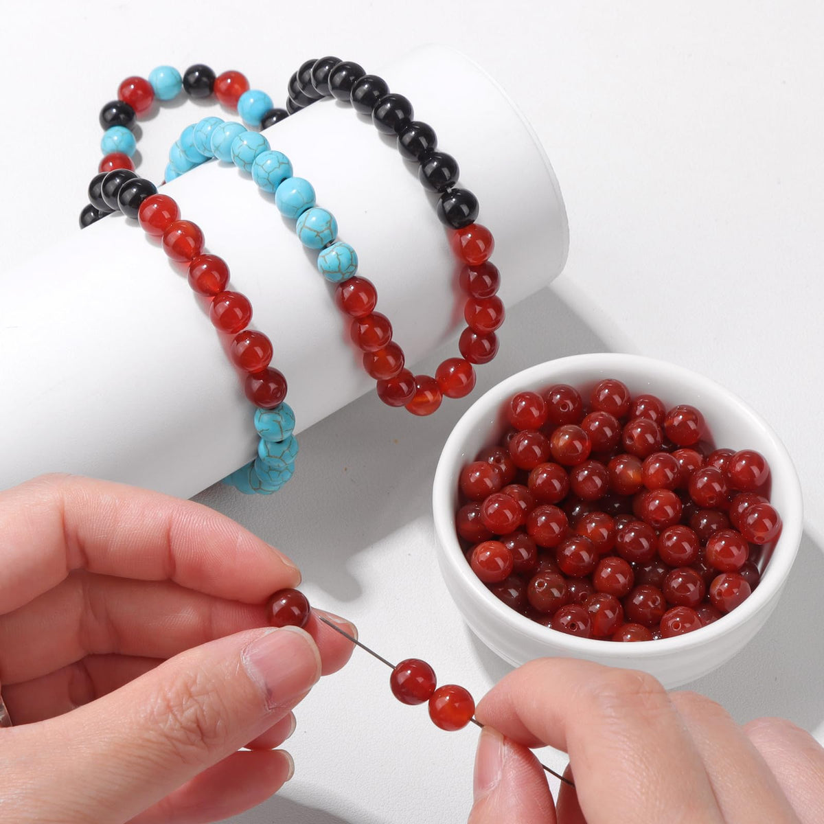 Risyfjew 100PCS 8mm Natural Carnelian Beads Gemstone Round Loose Beads for Jewelry Making Chakra Crystal Stone Beads for Bracelets Necklace Earrings Making Supplies (100pcs/Strand)
