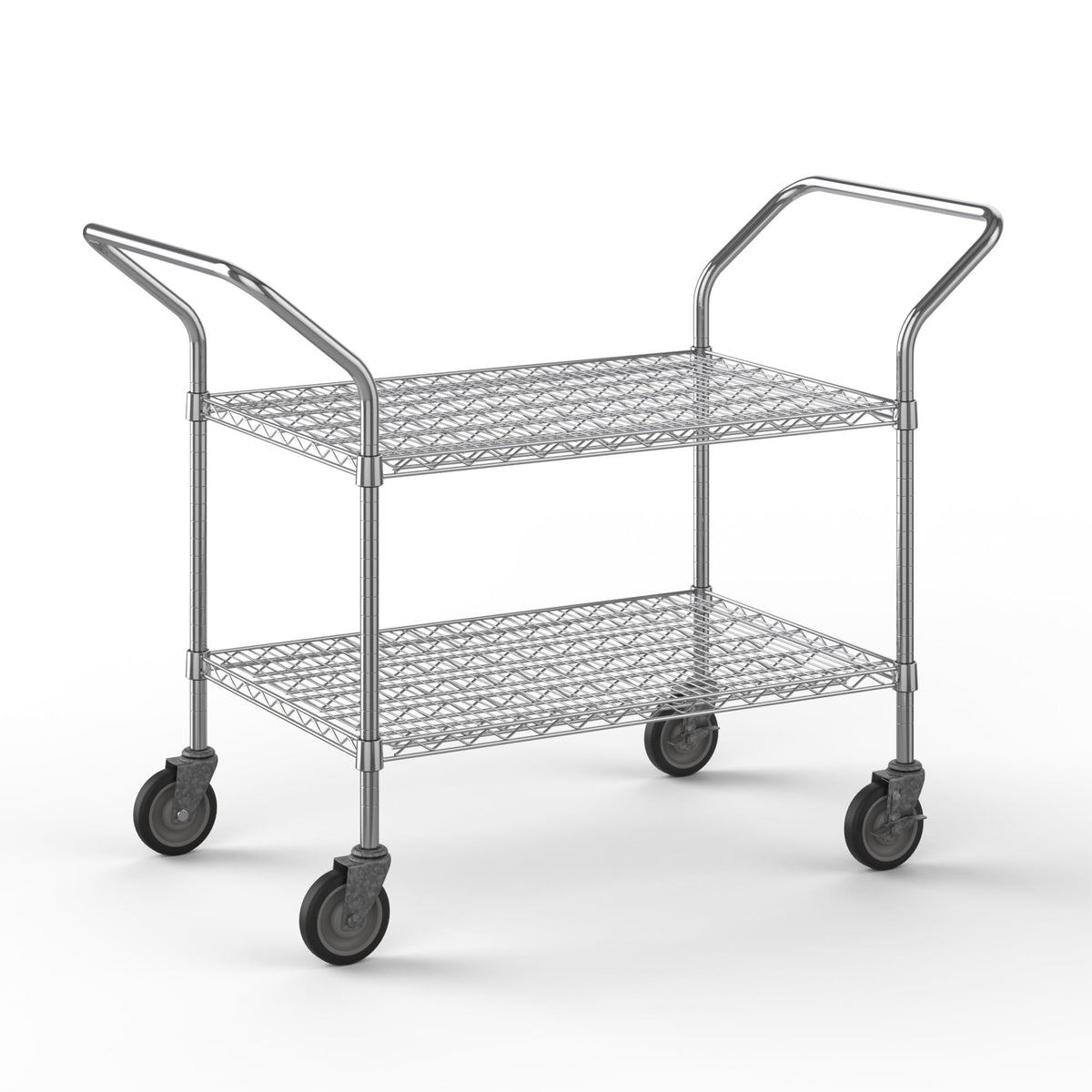 24" W x 36" L x 36" H Chrome Heavy Duty Utility Cart | 2-Tier | NSF Commercial Storage Rack Mobile Unit | Storage and Mobility Solution for Your Business