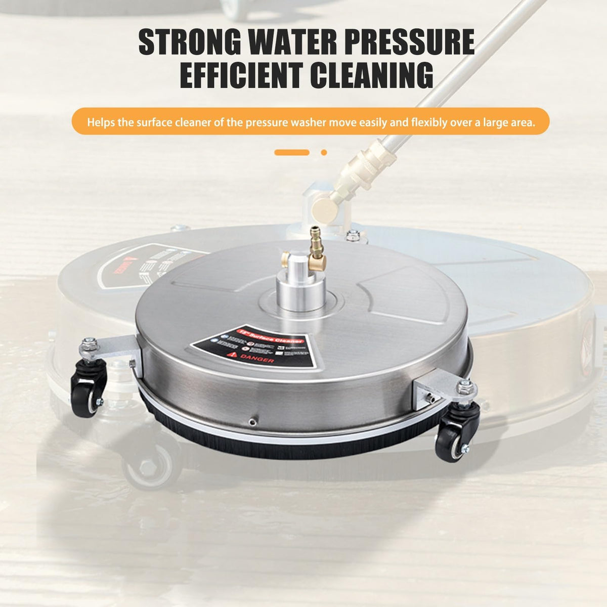 TRELVEX 14" Pressure Washer Surface Cleaner 4000 PSI with 4 Wheels, Stainless Steel Pressure Housing, Quick Connector, 2024 New Washer Attachment Stainless Steel