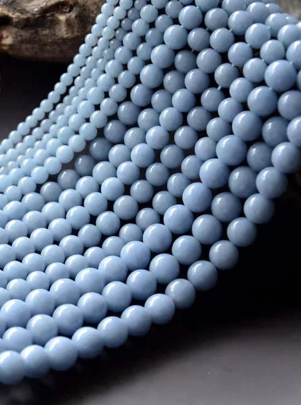 ABCGEMS Peruvian Sky-Blue Anhydrite Beads AKA Angelite (Mohs Hardness 3.5) Crystal Chakra Energy Healing Stone DIY Jewelry Making Smooth Round 10mm