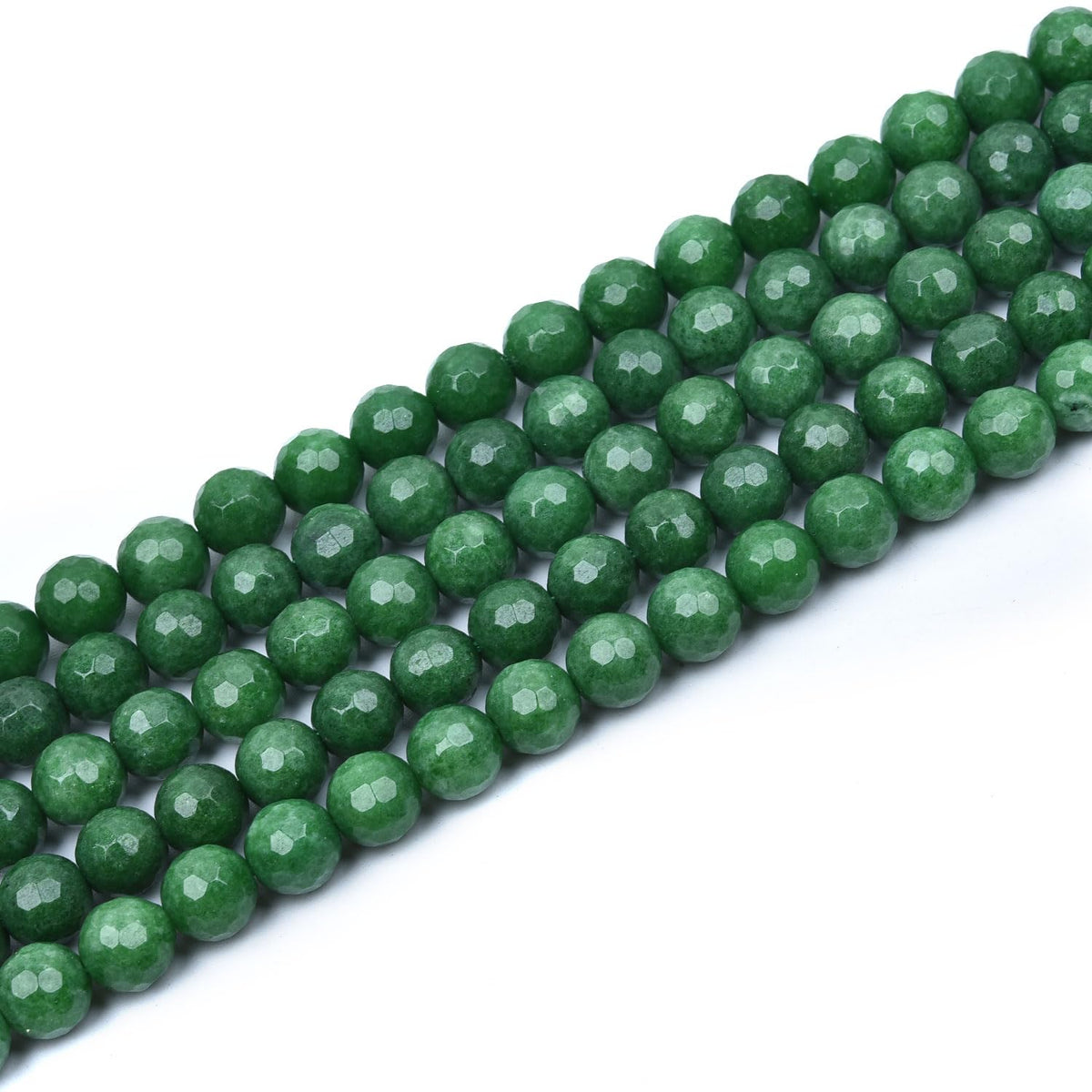 HAAMIIQII 8mm Grass Green Jade Faceted Round Stone Spacer Beads, Loose Gemstone Beads for Jewelry Making, DIY Bracelet, Necklace, Healing Crystal 15 Inch (51pcs)