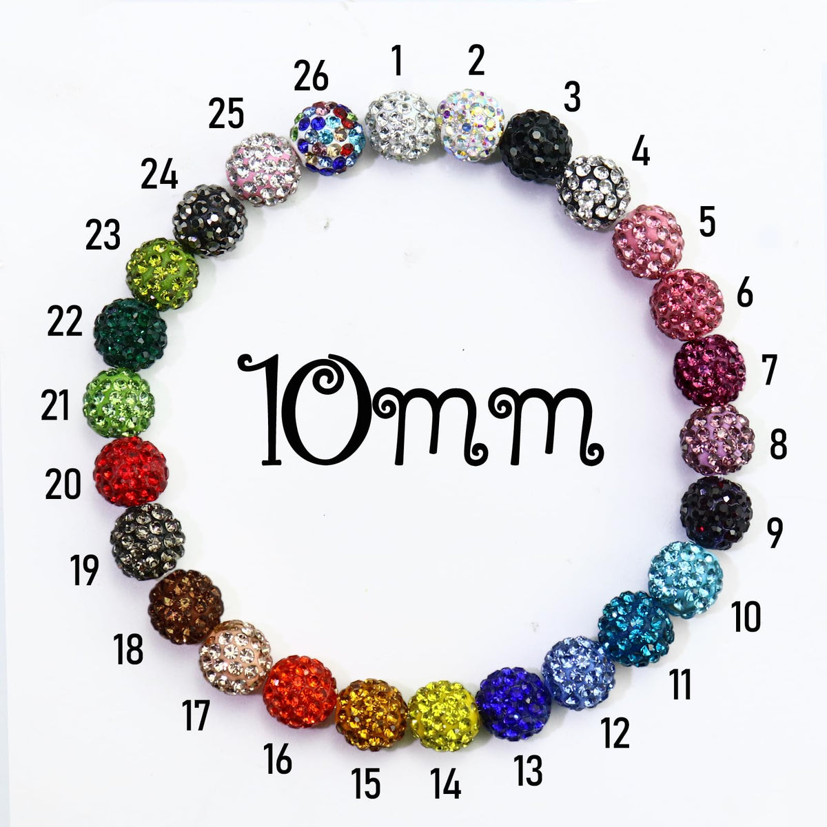 Dowarm 110PCS 10MM White Rhinestone Beads for Jewelry Making, Round Polymer Clay Crystal Beads for Crafts Bracelet Necklace Beaded Pen, Shamballa Pave Disco Ball Diamond Bead