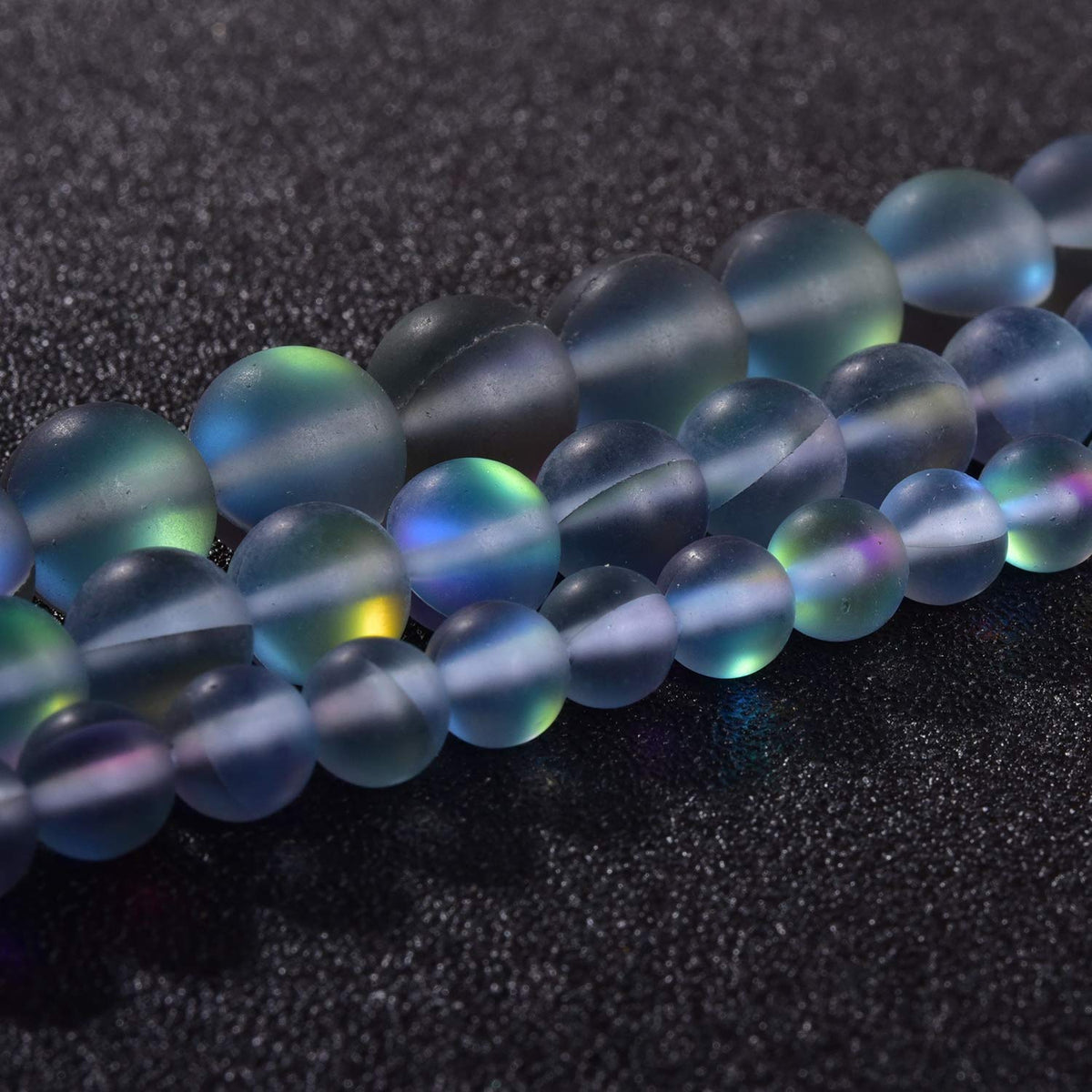Asingeloo 38PCS 10mm Natural Gray Mystic Aura Quartz Gemstone Frosted Matte Titanium Round Loose Spacer Beads 15 inch Full Strand Crystal Healing Power Quartz