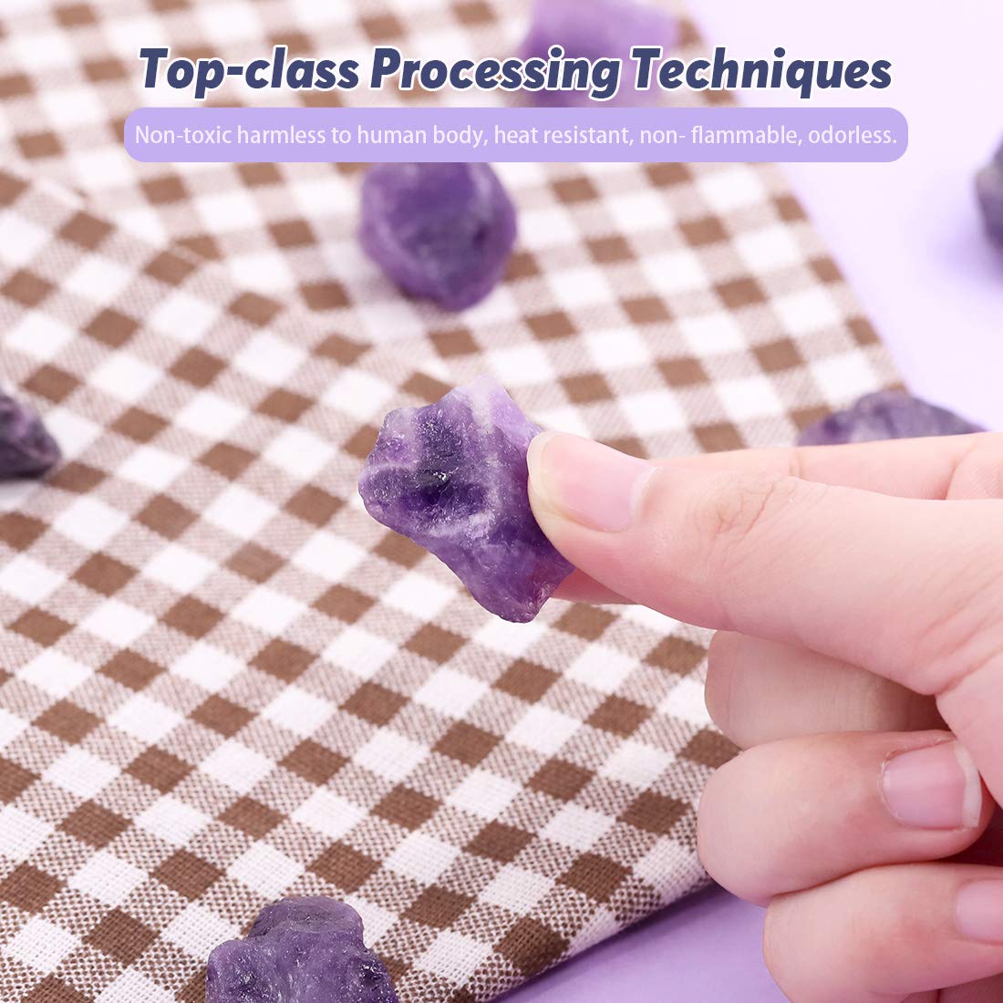 Hilitchi 1lb Bulk Raw Amethyst Stone Rough Crystal Stone for Cabbing, Tumbling, Cutting, Polishing, Wire Wrapping,Gem Mining, Wicca, Reiki and Crystal Healing